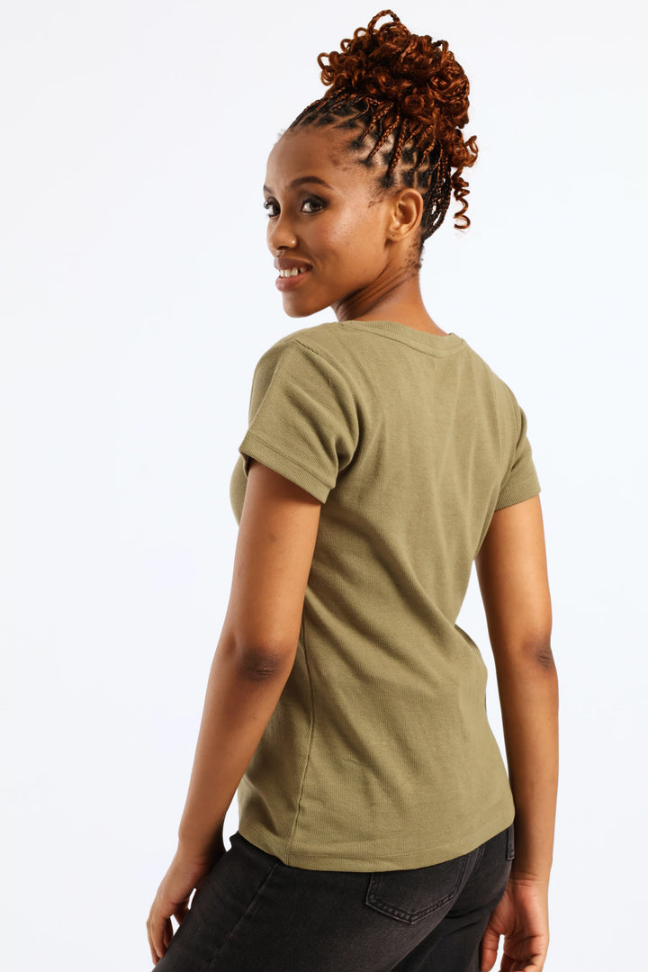 Crew Rib Fitted Tee - Meadow Green
