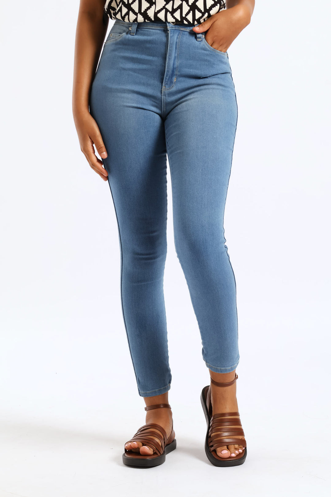 Push Up High Waist Skinny Denim - Light Wash