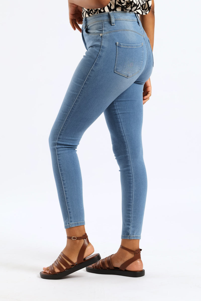 Push Up High Waist Skinny Denim - Light Wash