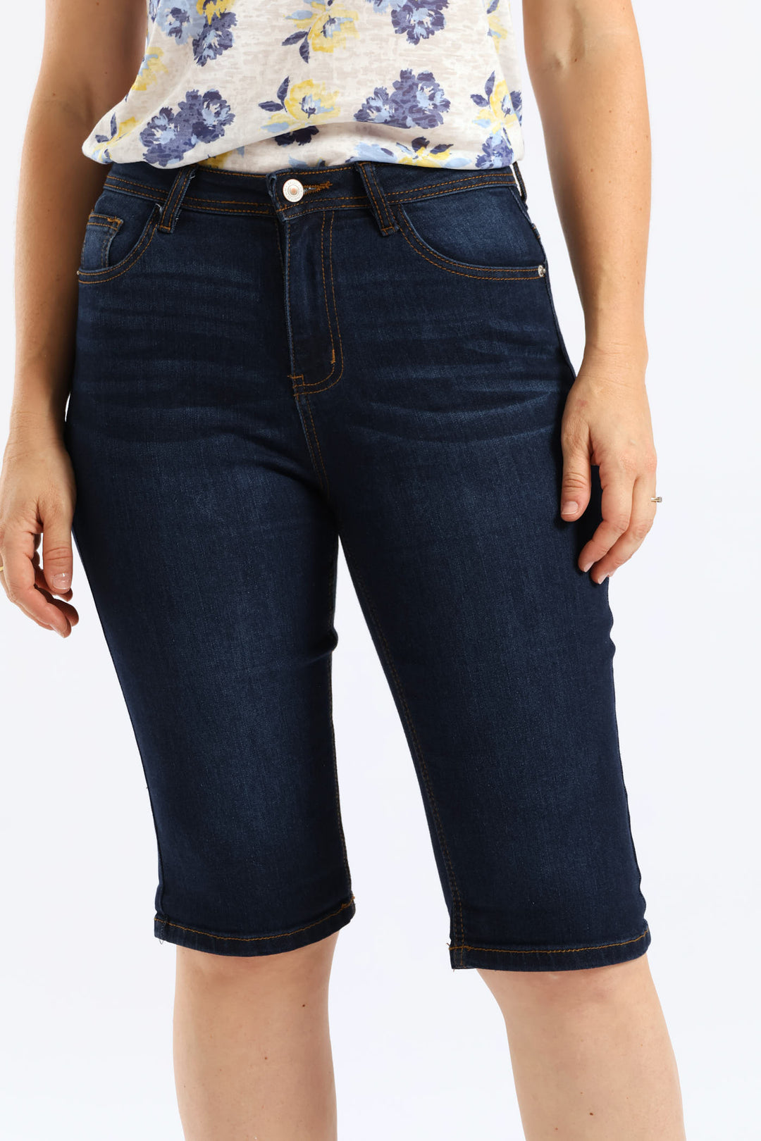 Classic Roll Hem Bermuda Supersoft Denim Short - Ink