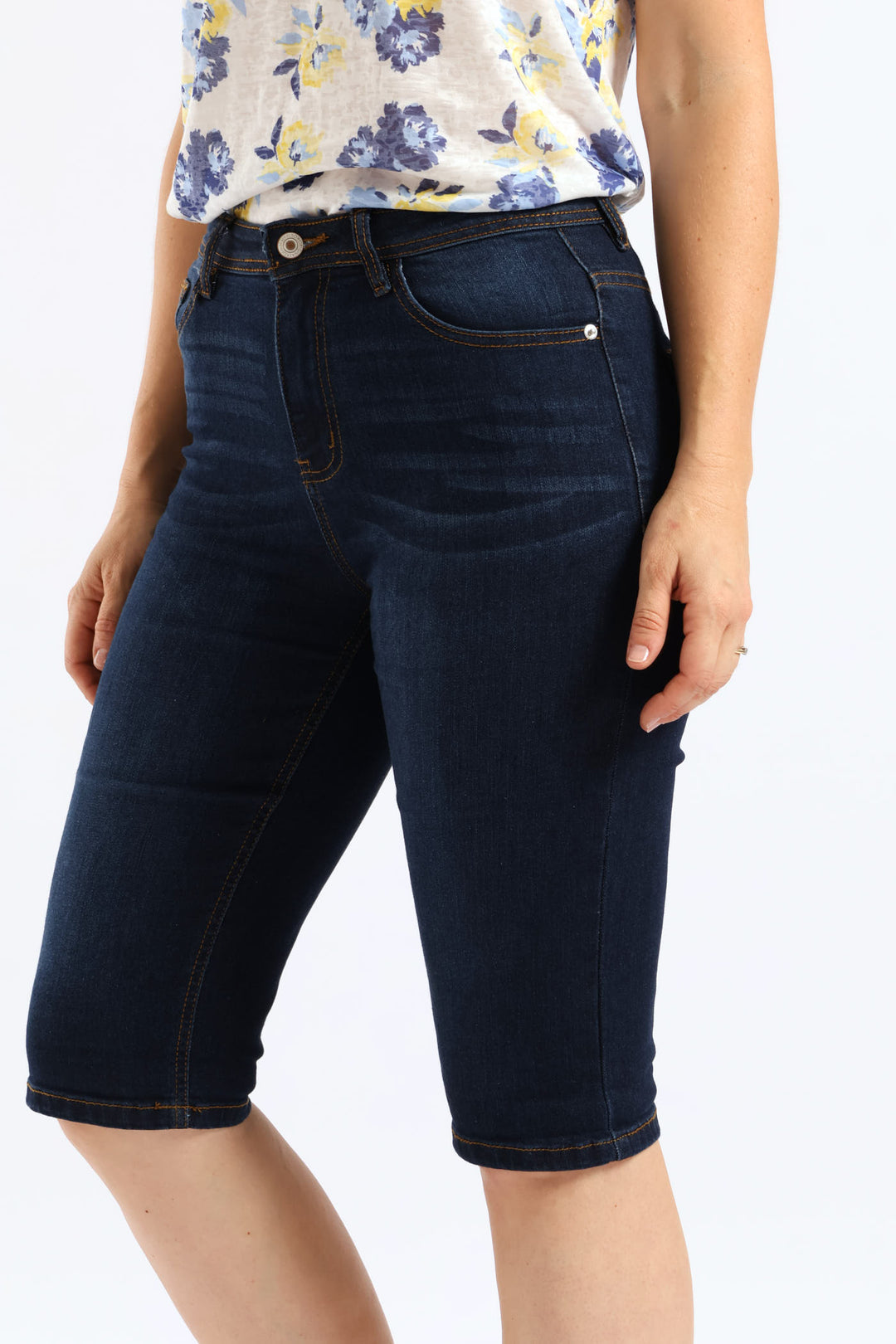 Classic Roll Hem Bermuda Supersoft Denim Short - Ink