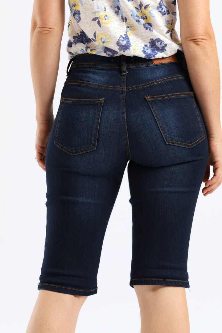 Classic Roll Hem Bermuda Supersoft Denim Short - Ink