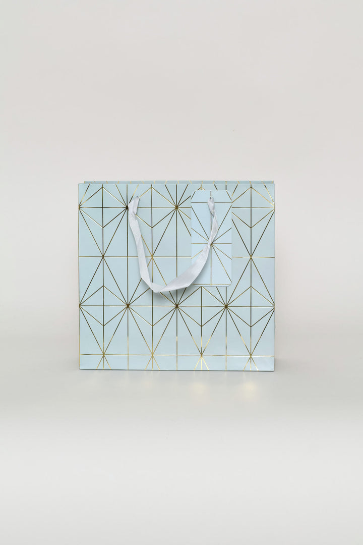 Diamond Foil Print Gift Bag - Blue