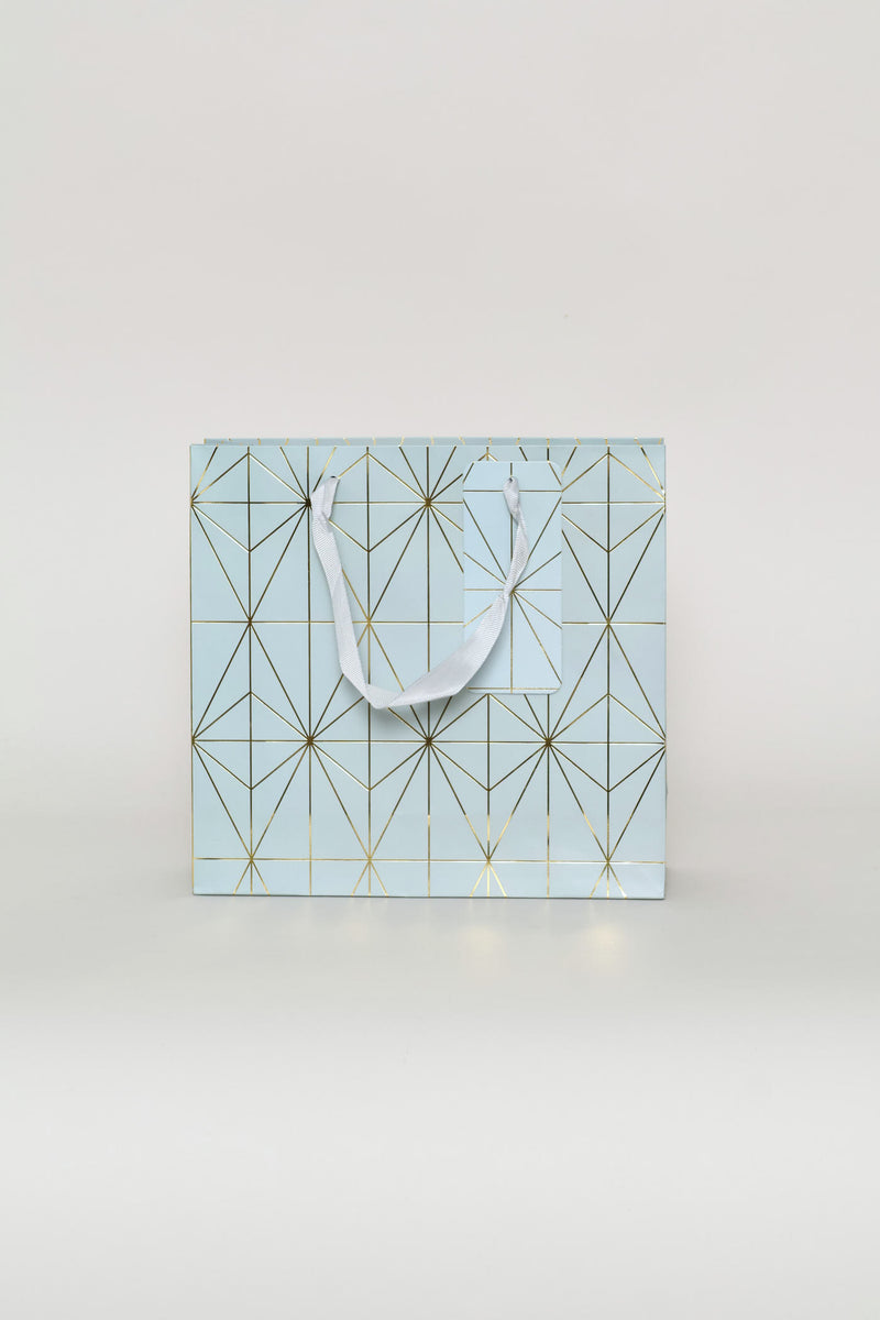 Diamond Foil Print Gift Bag - Blue