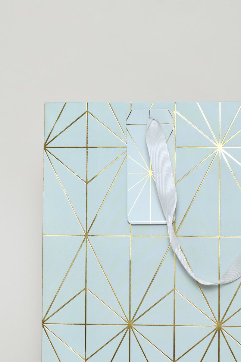 Diamond Foil Print Gift Bag - Blue