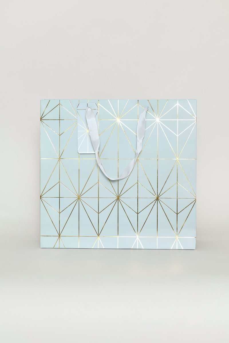Diamond Foil Print Gift Bag - Blue