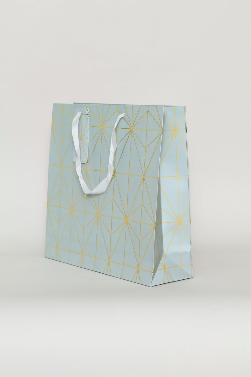 Diamond Foil Print Gift Bag - Blue