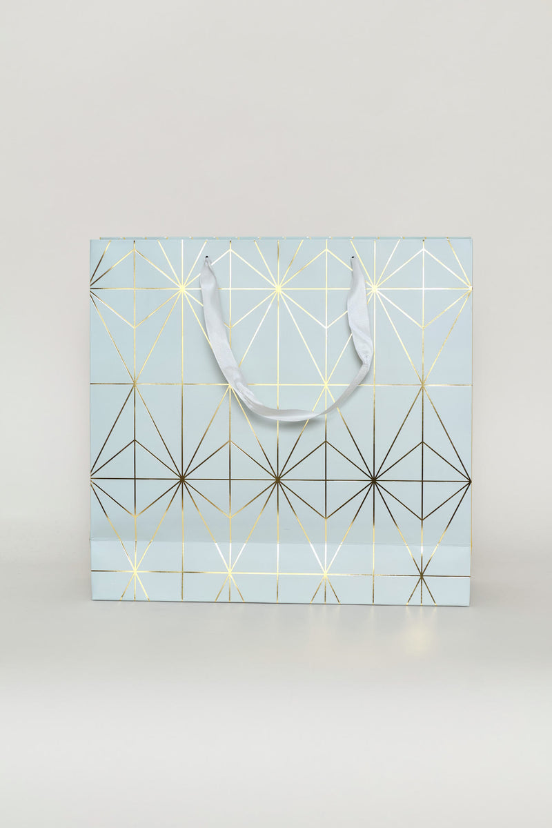 Diamond Foil Print Gift Bag - Blue