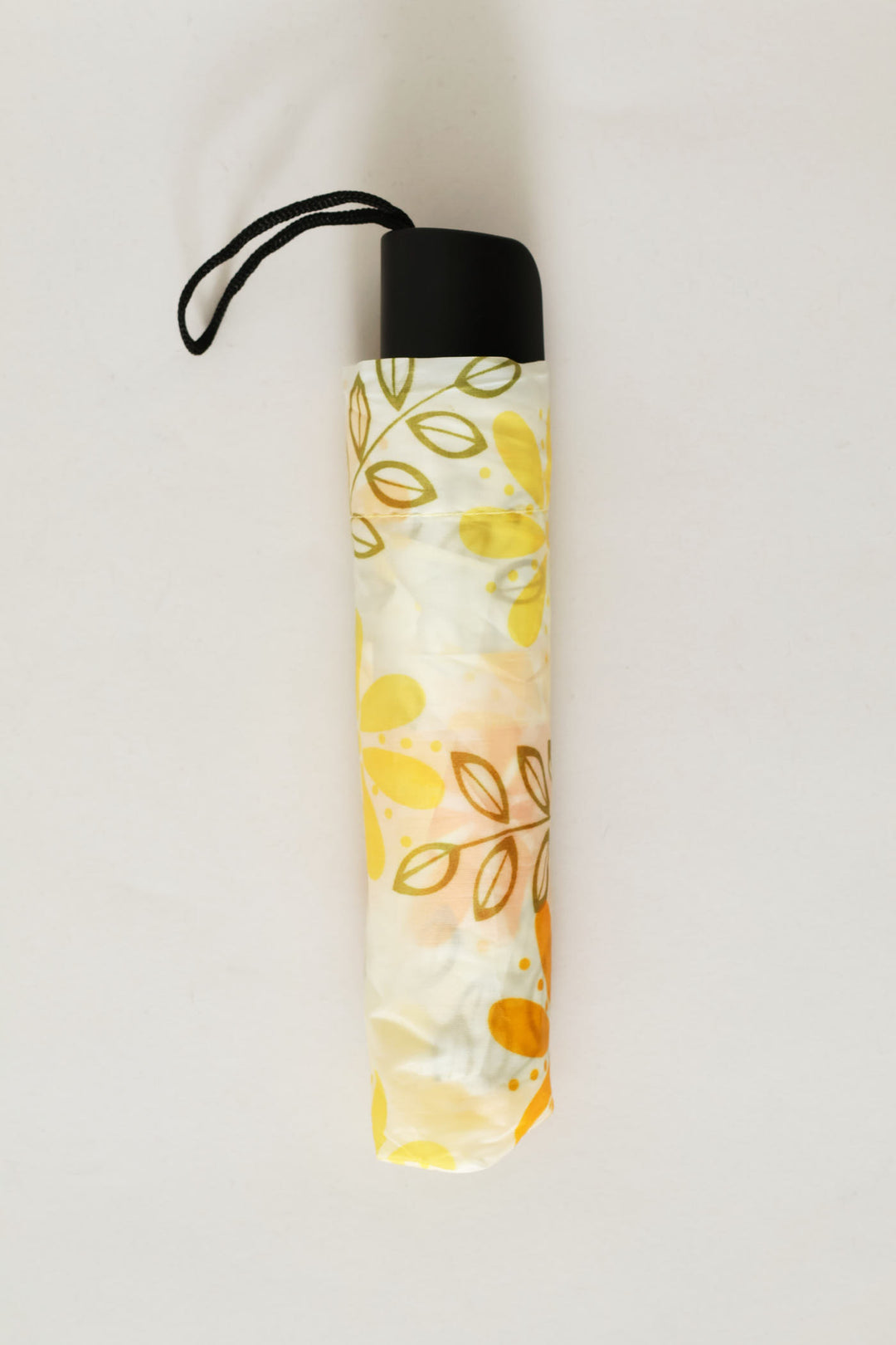 Mini 3 Fold Mari Gold Print Plastic Handle Umbrella - Yellow