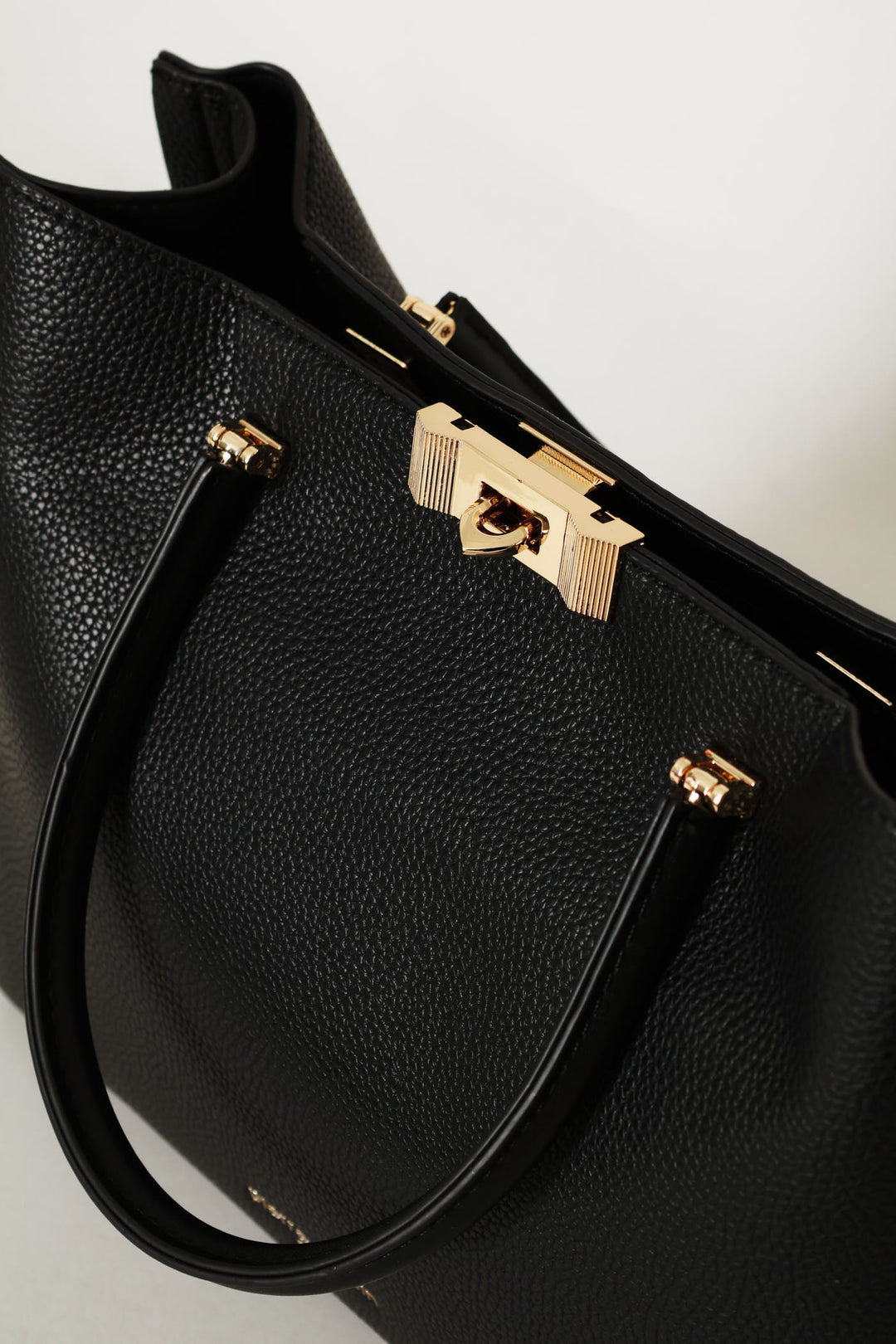 Top Handle Bag With Middle Compartment - Black