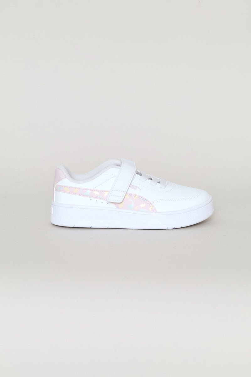 Pre-Boys Court Classic Clean Dino Sneaker - White