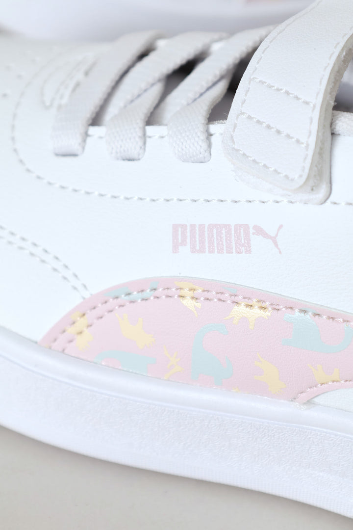Pre-Boys Court Classic Clean Dino Sneaker - White