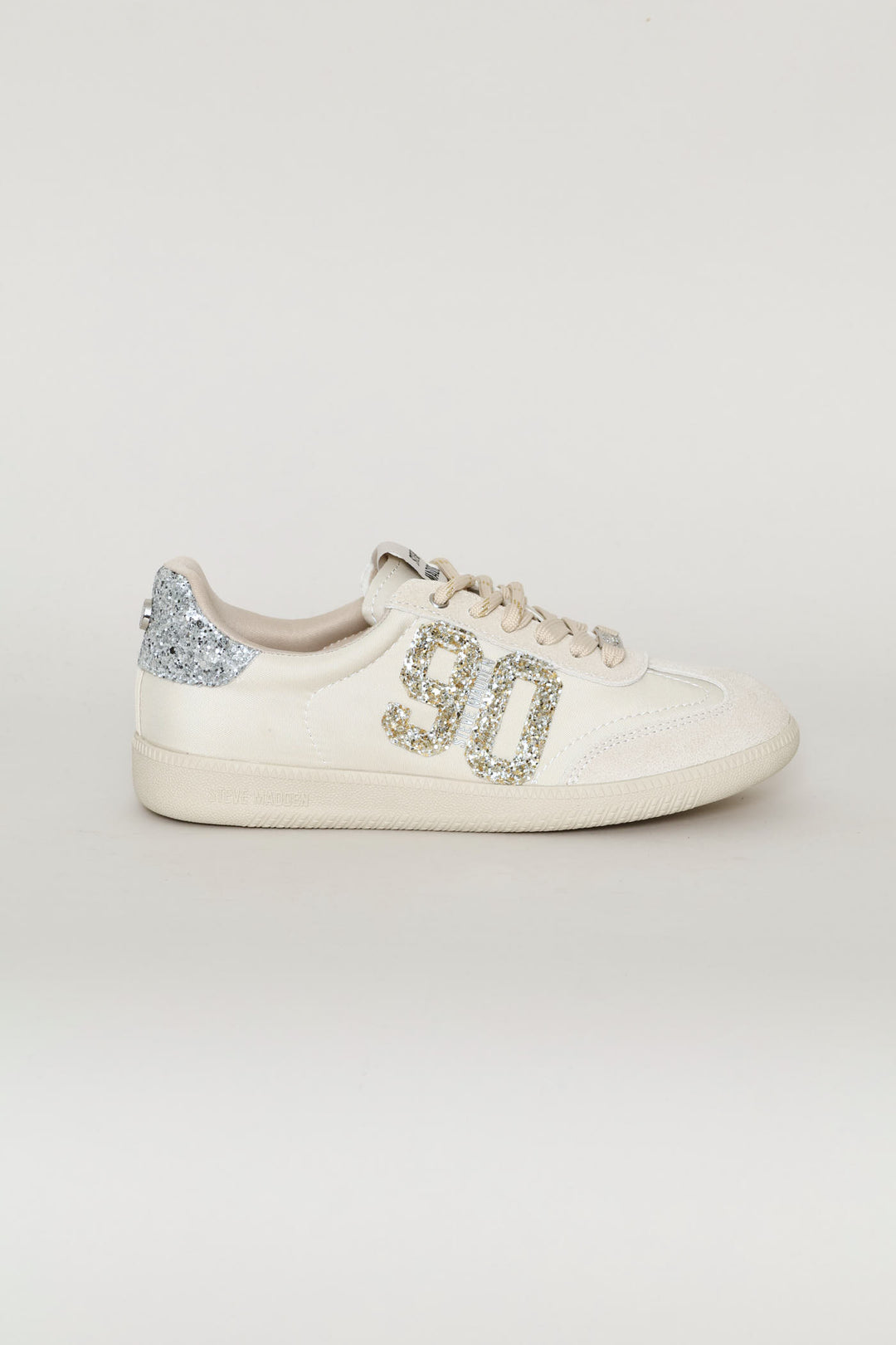 Gold Detail Lace Up Sneaker - Bone