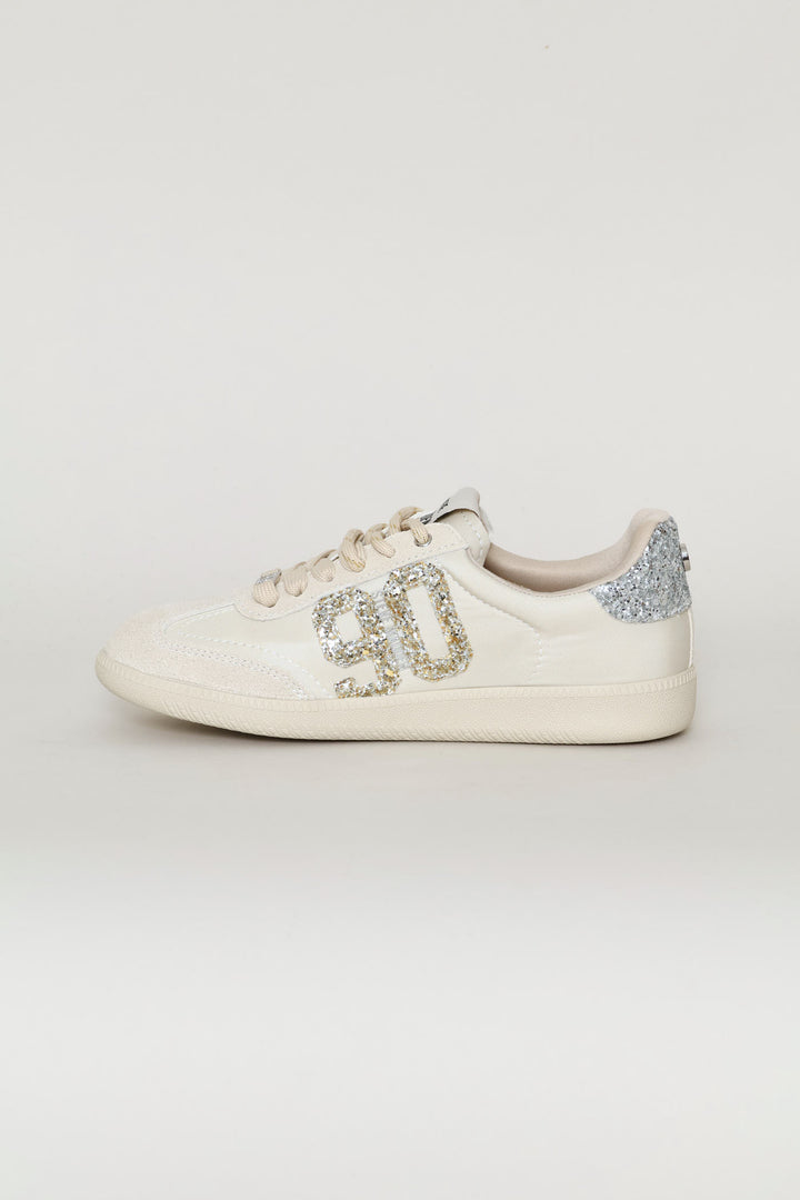 Gold Detail Lace Up Sneaker - Bone