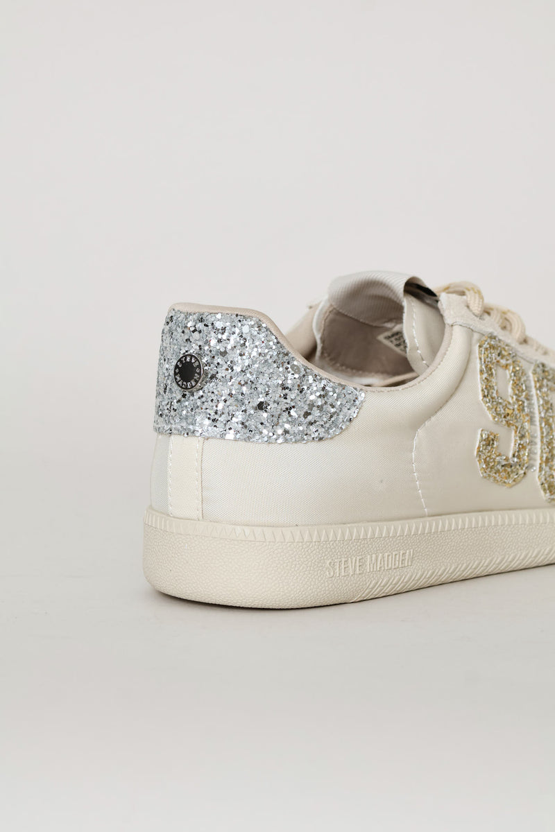 Gold Detail Lace Up Sneaker - Bone