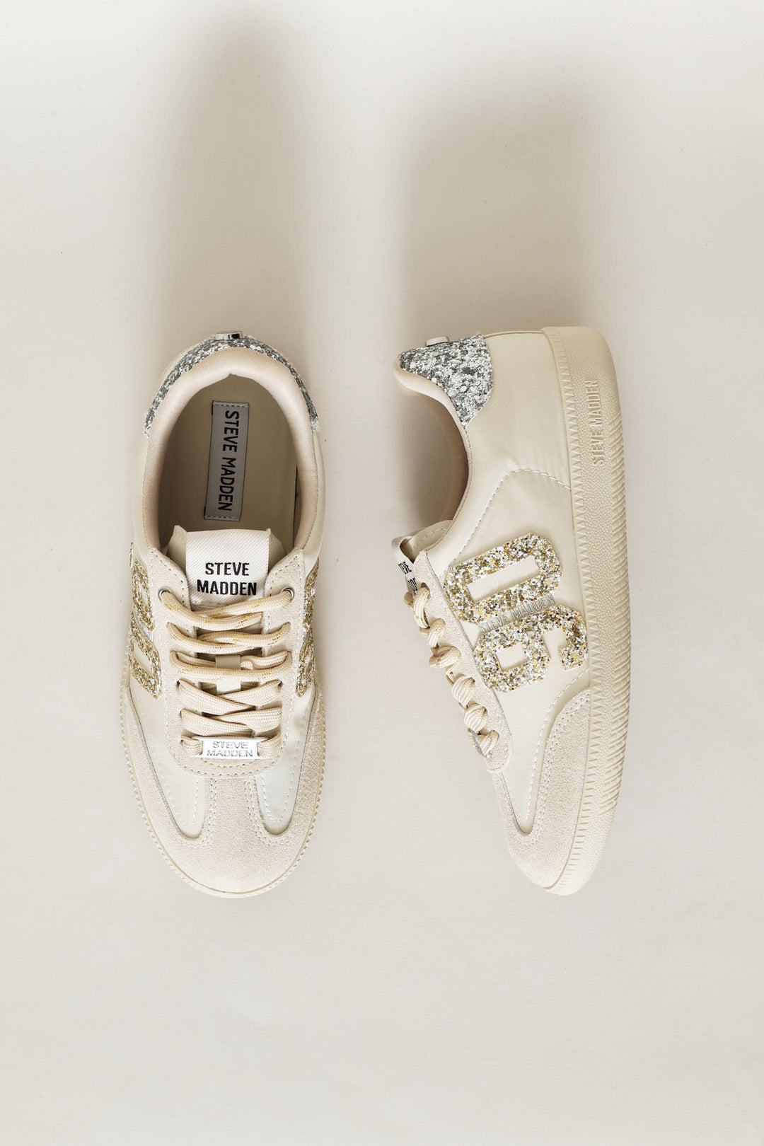 Gold Detail Lace Up Sneaker - Bone