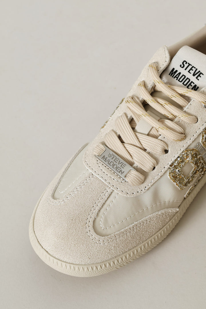 Gold Detail Lace Up Sneaker - Bone