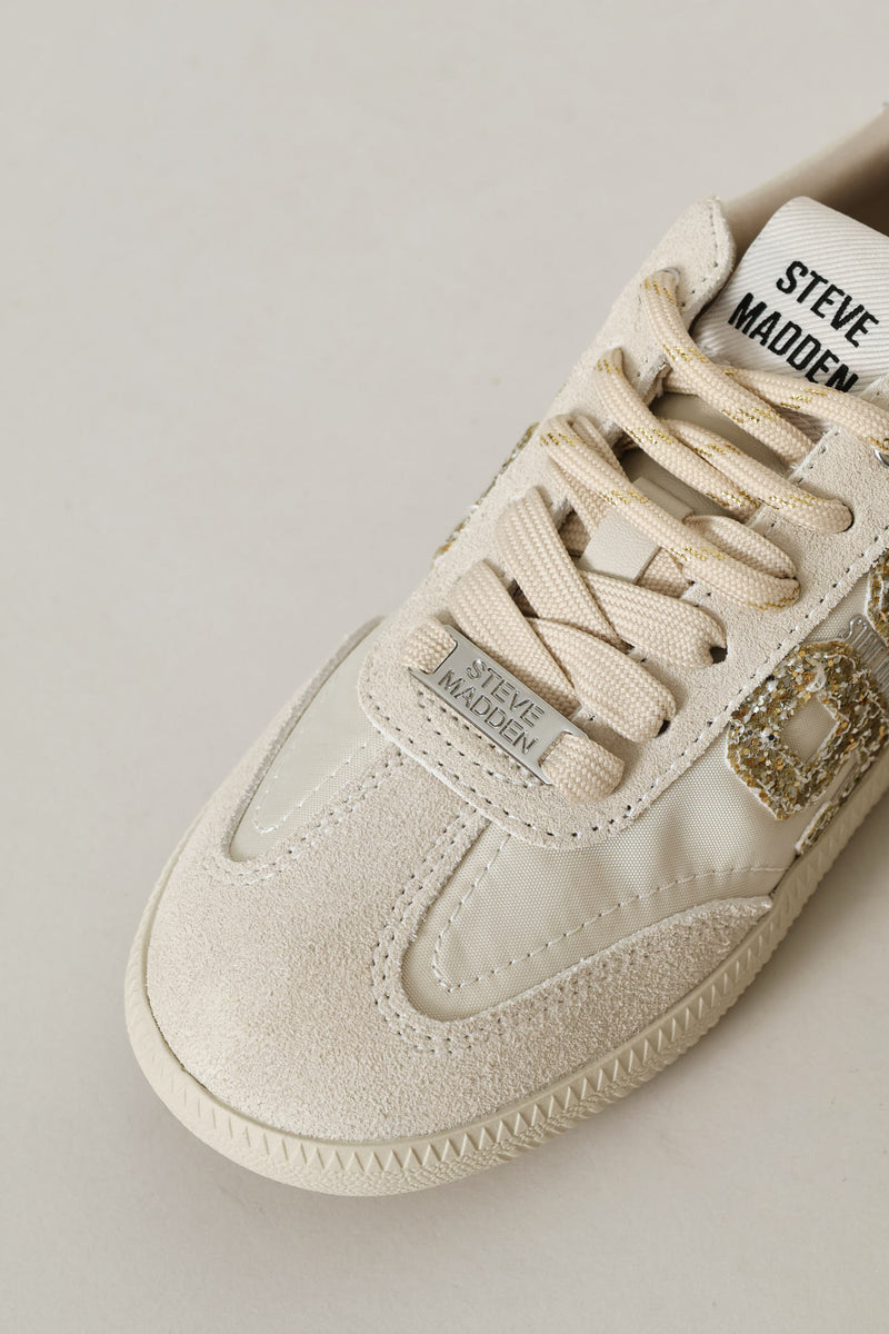 Gold Detail Lace Up Sneaker - Bone