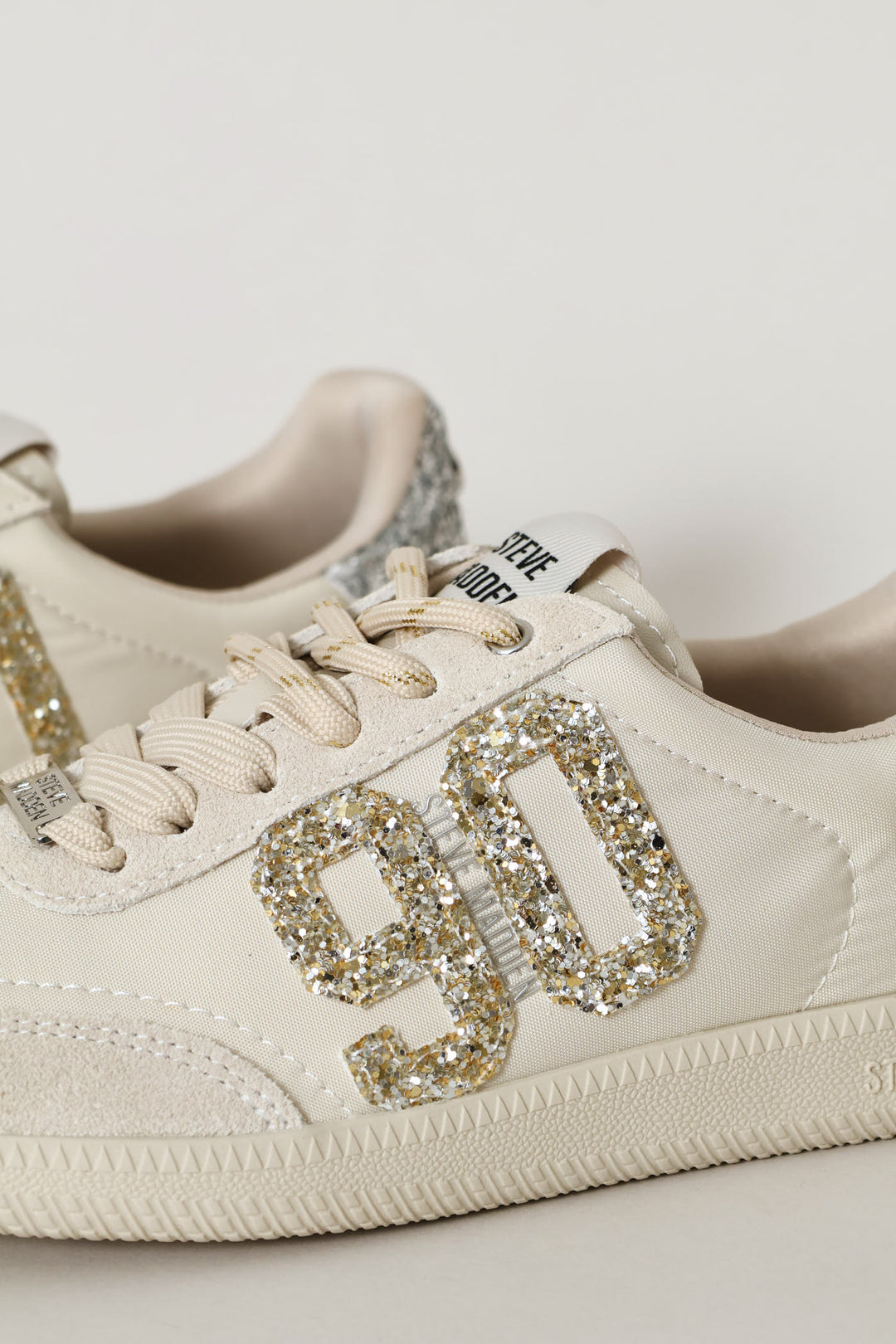 Gold Detail Lace Up Sneaker - Bone