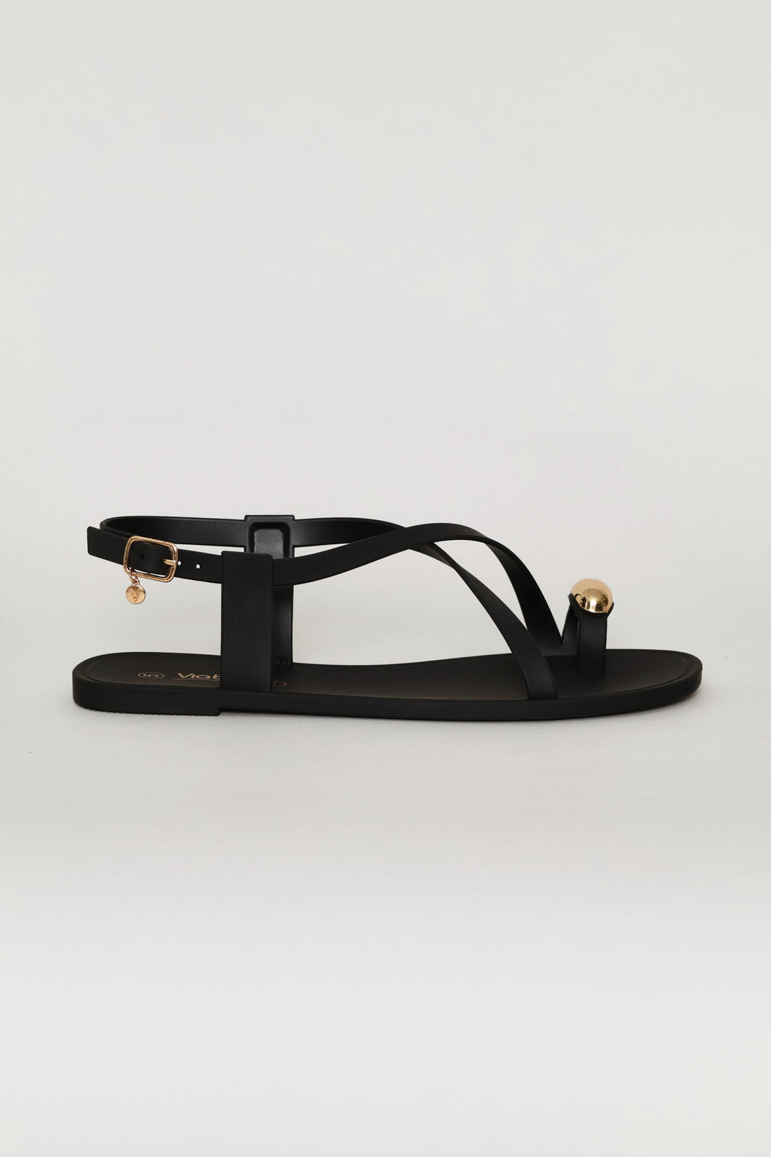 Gold Detaiil Sandal - Black