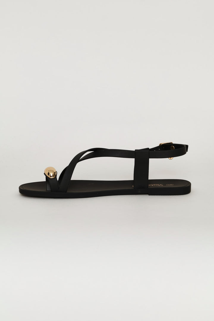 Gold Detaiil Sandal - Black