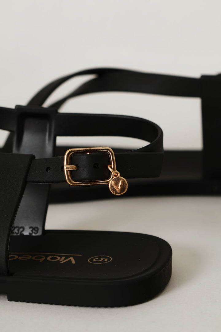 Gold Detaiil Sandal - Black