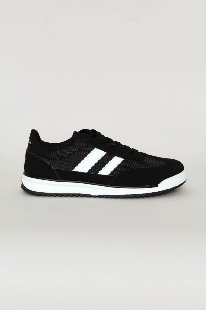 The Game Double Stripe Detail Sneaker - Black