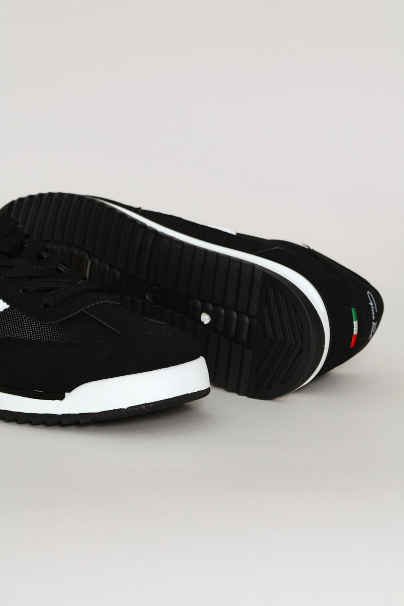 The Game Double Stripe Detail Sneaker - Black