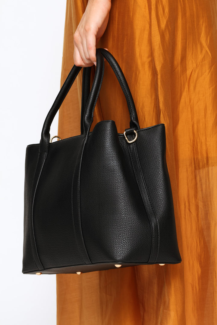 Multi Compartment Panel Tote - Black