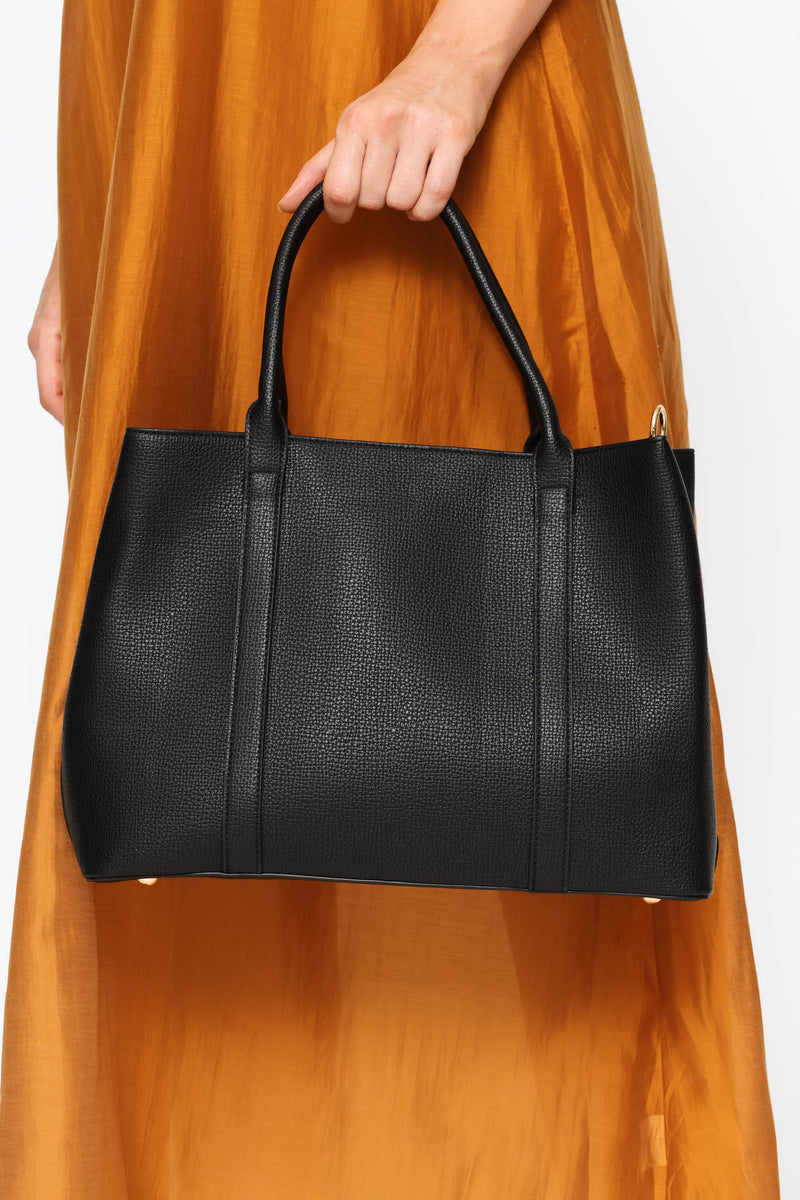 Multi Compartment Panel Tote - Black
