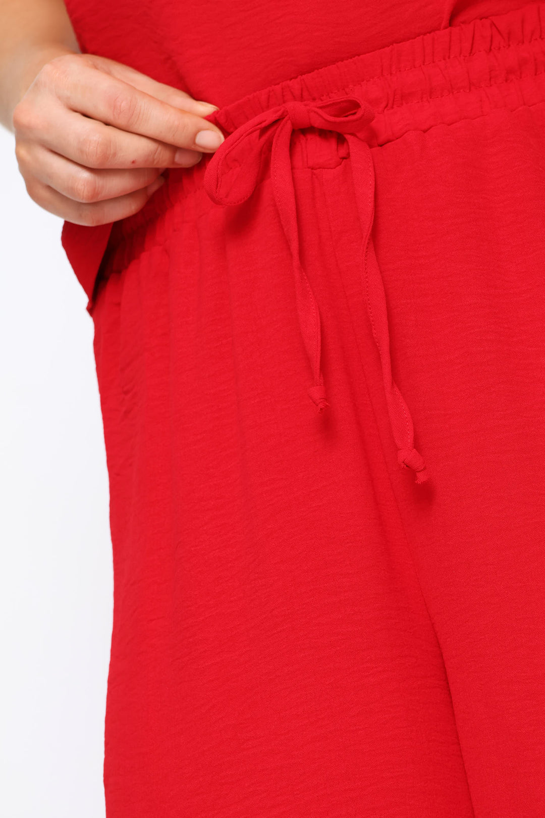 Pull-On Wide Leg Pants - Deep Red