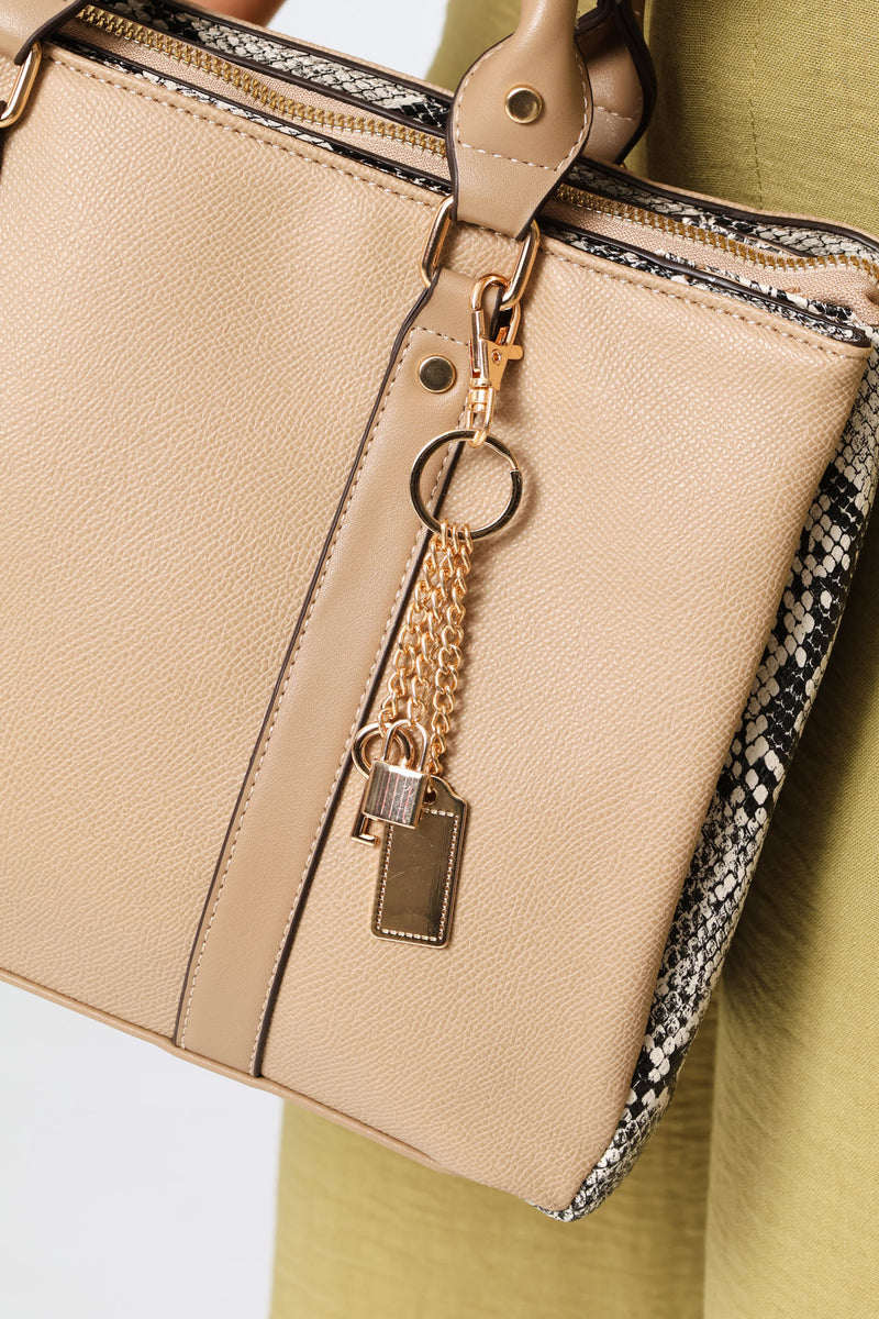 Tote Bag With Charm - Beige