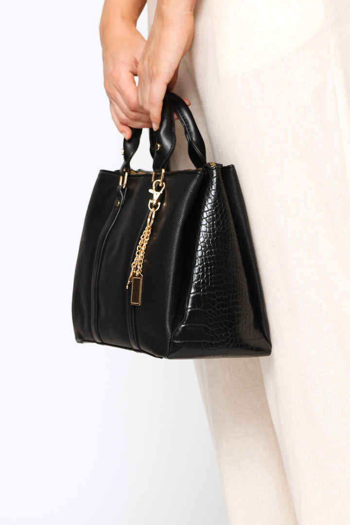 Tote Bag With Charm - Black