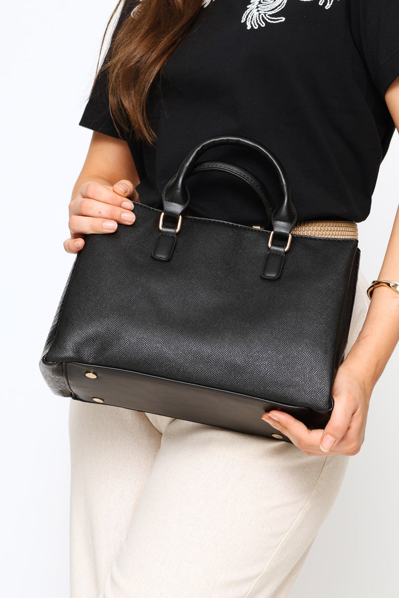 Tote Bag With Charm - Black