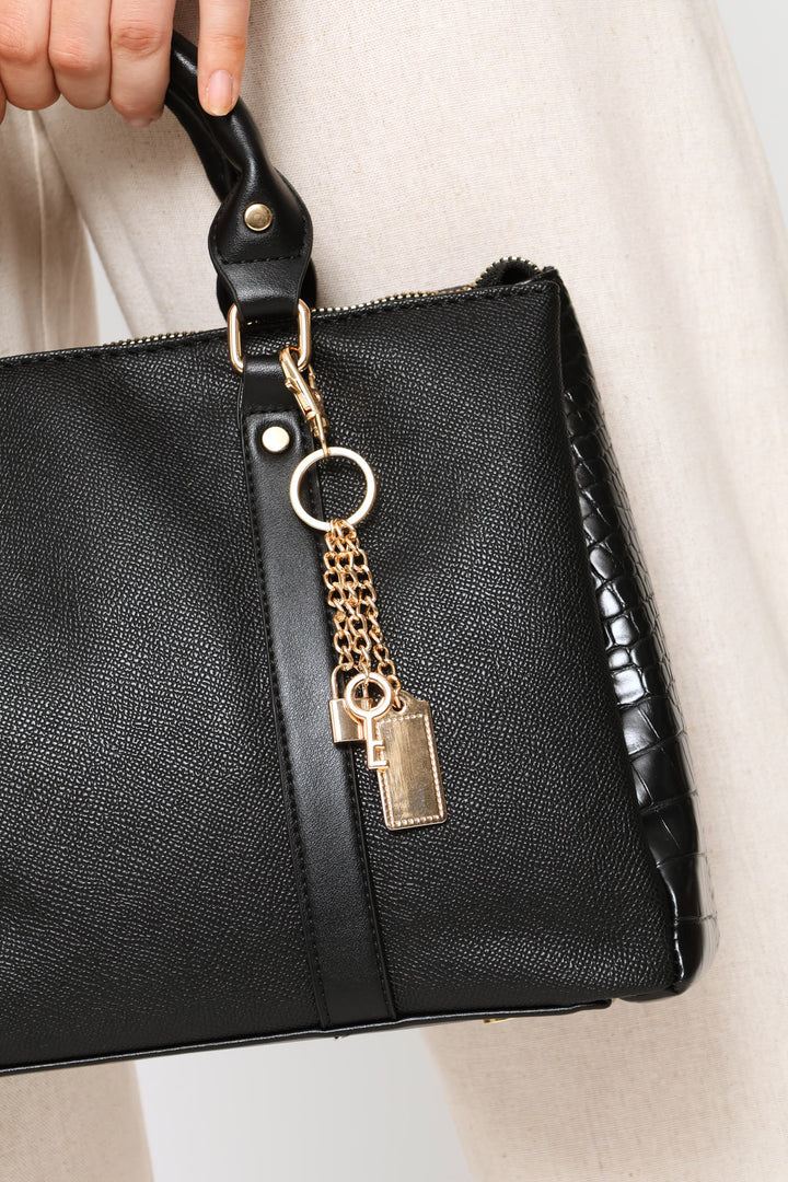 Tote Bag With Charm - Black