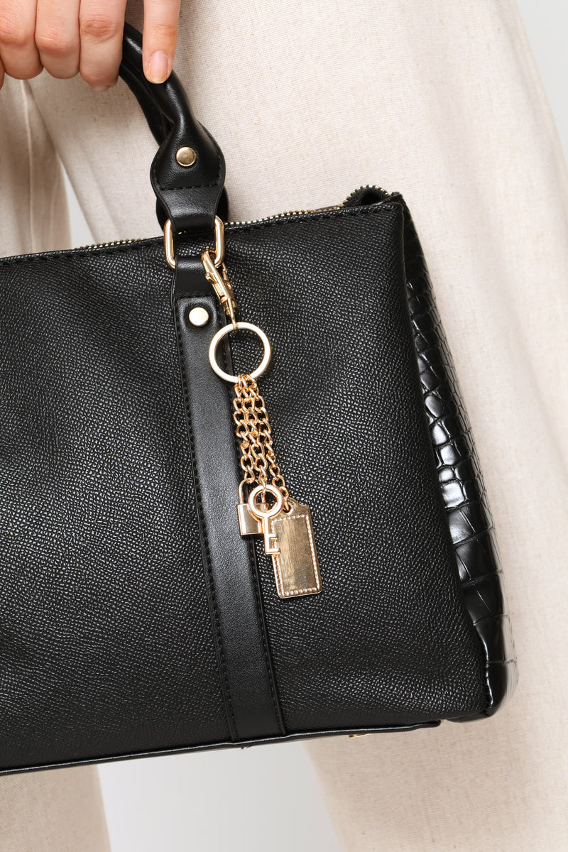 Tote Bag With Charm - Black