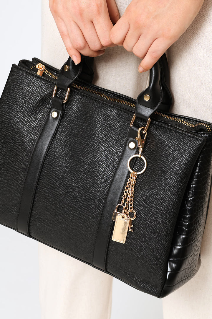 Tote Bag With Charm - Black