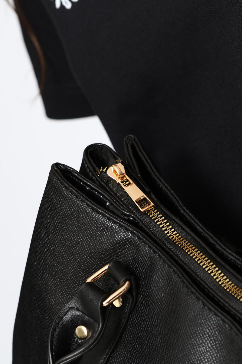 Tote Bag With Charm - Black