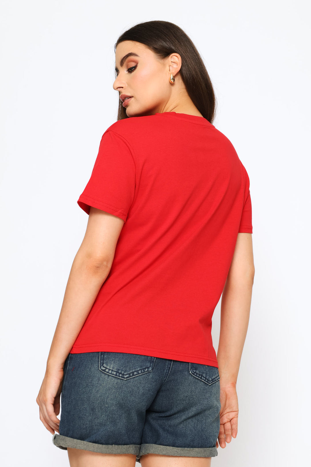 Floral Line Art Tee - Red