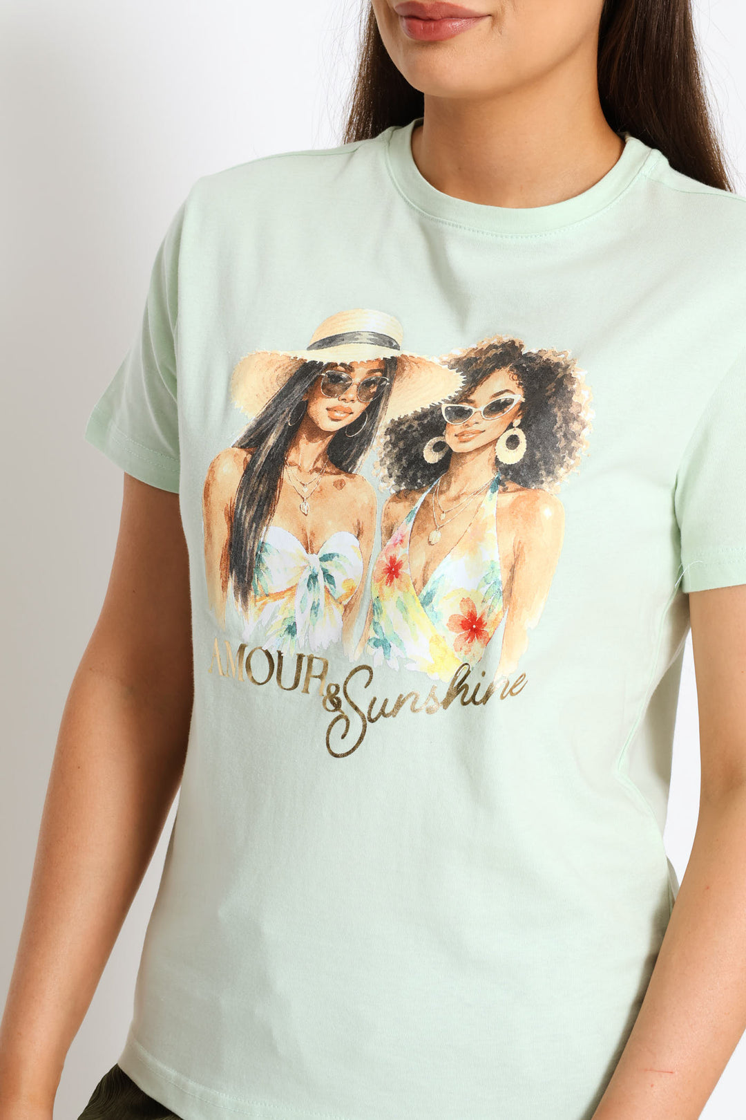 Amour & Sunshine Foil Tee - Fresh Mint