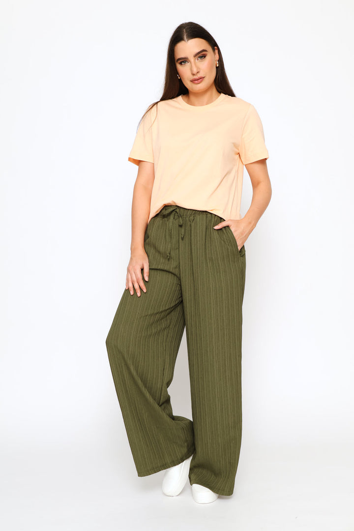 Rib Neck Cotton Boxy Tee - Pale Salmon