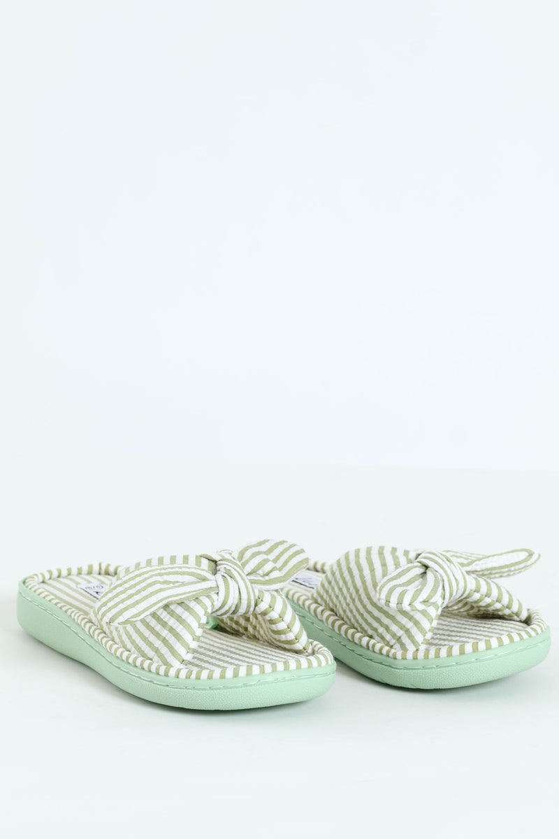Seersucker Slipper On Bucket Outsole - Sage