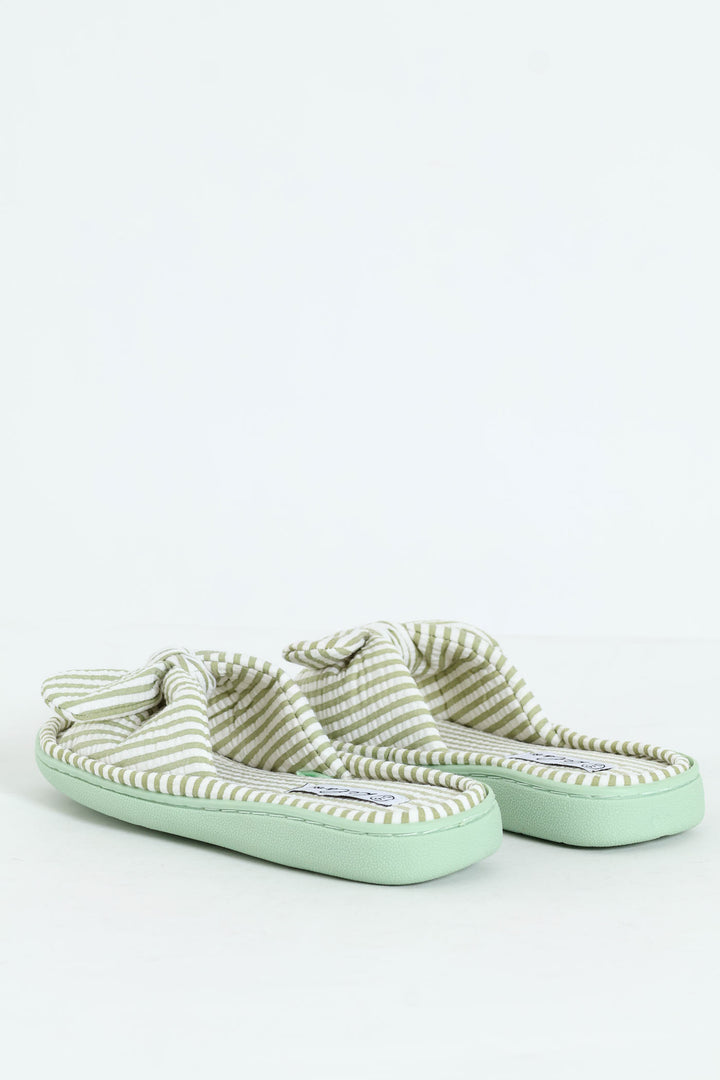 Seersucker Slipper On Bucket Outsole - Sage