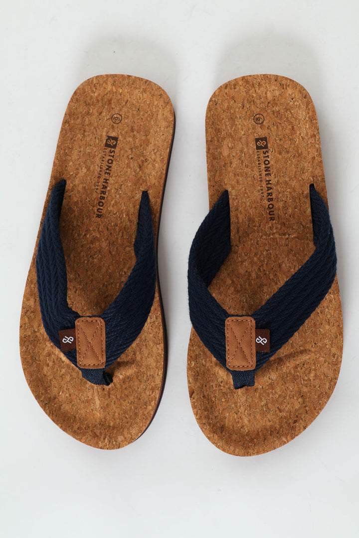 Braided Upper Cork Wide Vamp - Navy