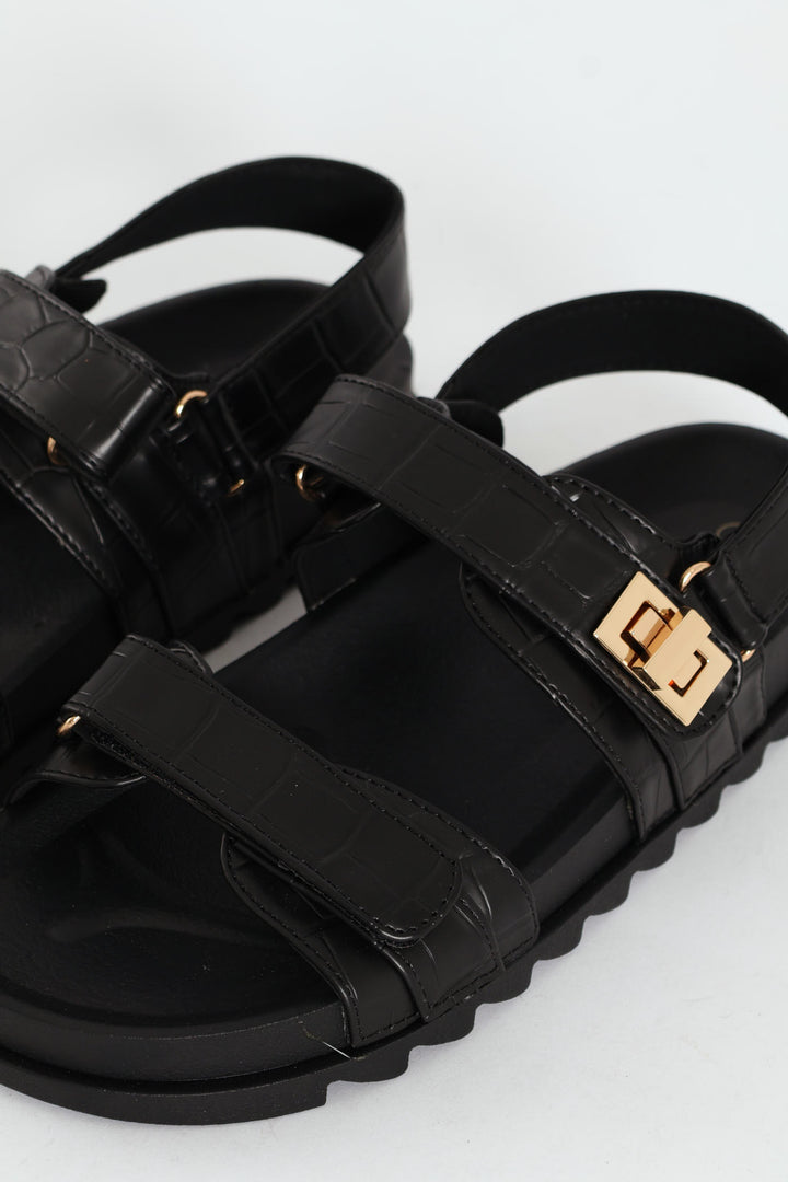 Double Strap Sandal - Black