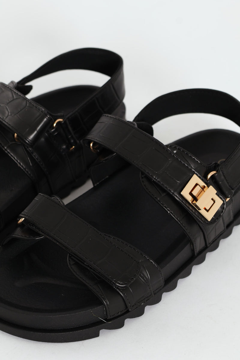 Double Strap Sandal - Black