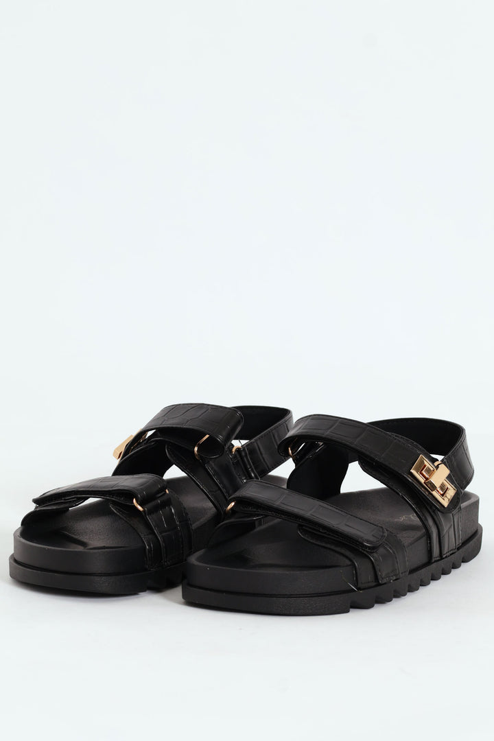 Double Strap Sandal - Black