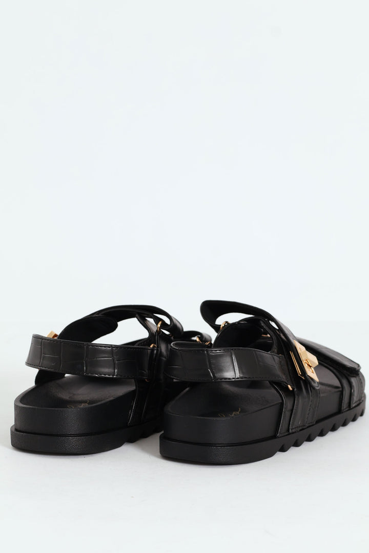 Double Strap Sandal - Black