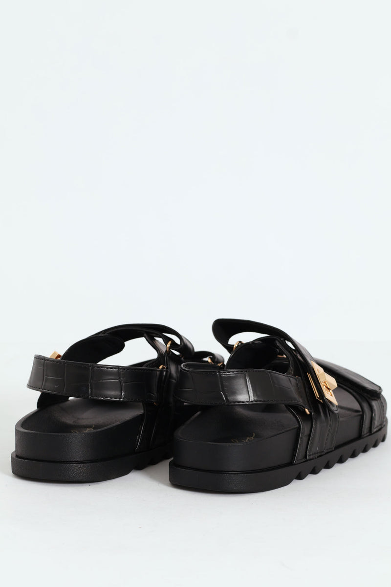 Double Strap Sandal - Black