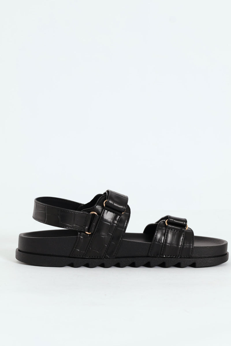Double Strap Sandal - Black